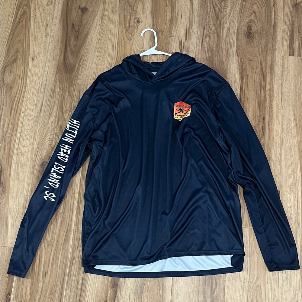 Navy Blue Hooded Long Sleeve Tee Hilton Head Island SC